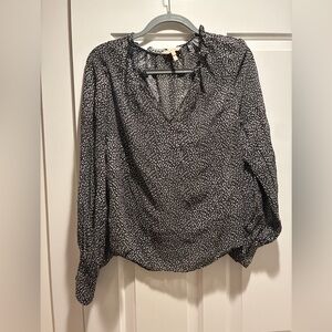 Rebecca Taylor Black and White Floral Blouse